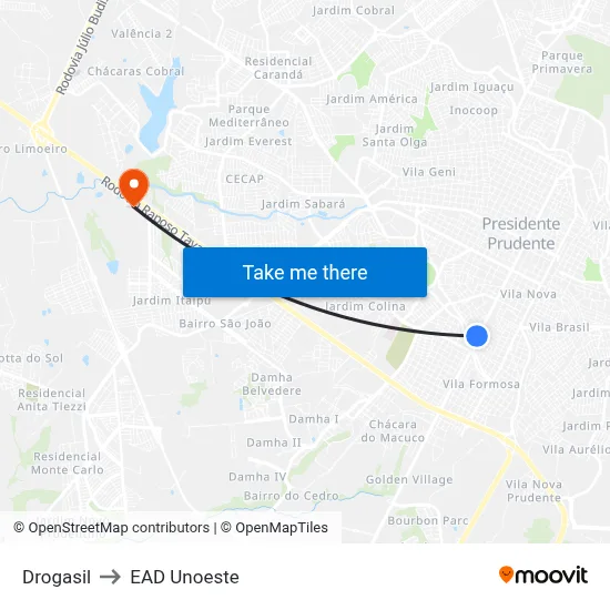 Drogasil to EAD Unoeste map