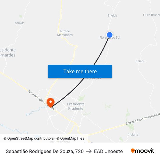 Sebastião Rodrigues De Souza, 720 to EAD Unoeste map