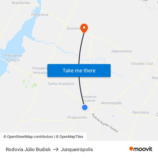 Rodovia Júlio Budisk to Junqueirópolis map