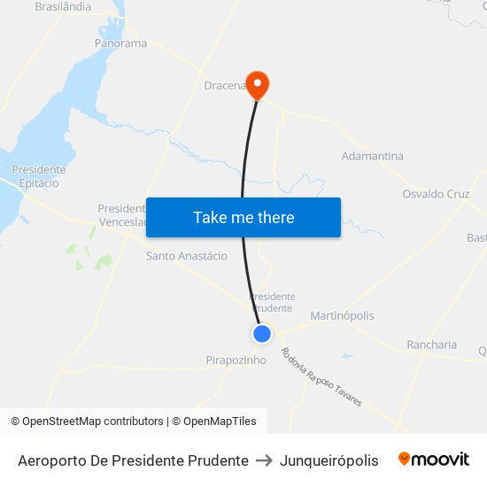 Aeroporto De Presidente Prudente to Junqueirópolis map