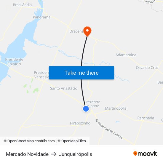 Mercado Novidade to Junqueirópolis map