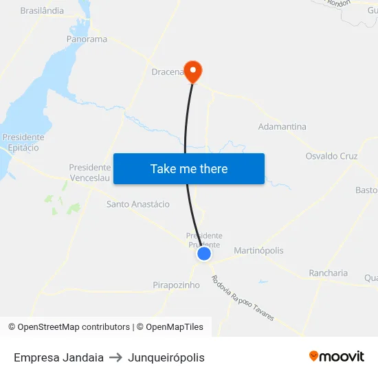 Empresa Jandaia to Junqueirópolis map