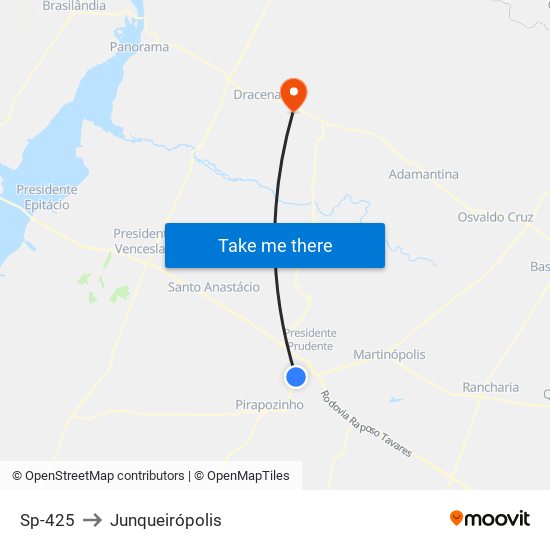 Sp-425 to Junqueirópolis map