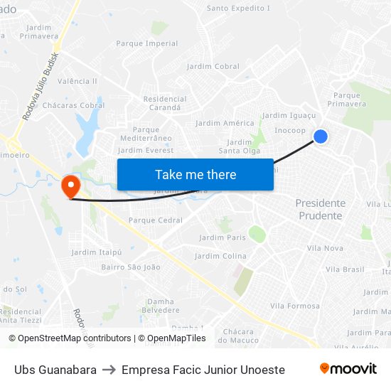 Ubs Guanabara to Empresa Facic Junior Unoeste map