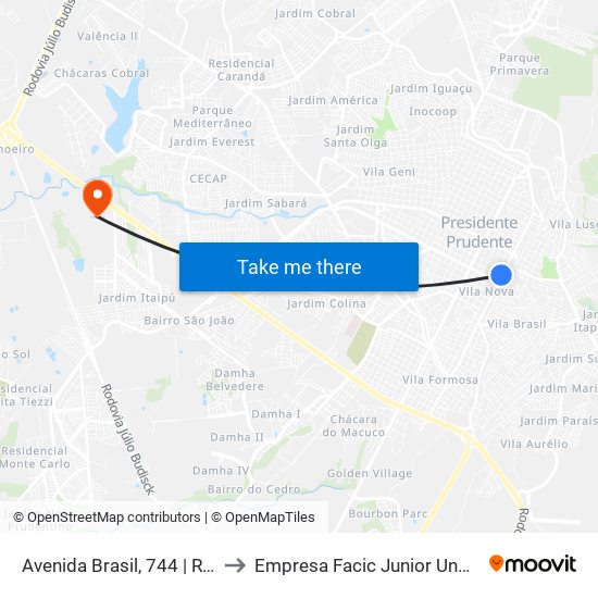 Avenida Brasil, 744 | Ricon to Empresa Facic Junior Unoeste map