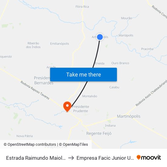 Estrada Raimundo Maiolini, 175 to Empresa Facic Junior Unoeste map