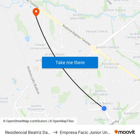 Residencial Beatriz Damha to Empresa Facic Junior Unoeste map