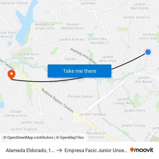 Alameda Eldorado, 170 to Empresa Facic Junior Unoeste map