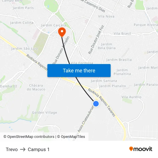 Trevo to Campus 1 map