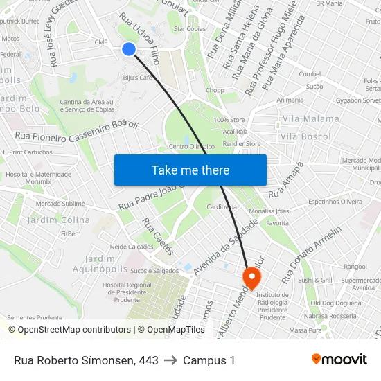 Rua Roberto Símonsen, 443 to Campus 1 map