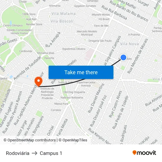 Rodoviária to Campus 1 map
