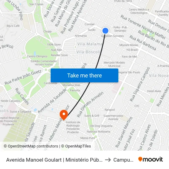 Avenida Manoel Goulart | Ministério Público to Campus 1 map