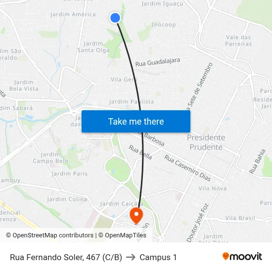 Rua Fernando Soler, 467 (C/B) to Campus 1 map