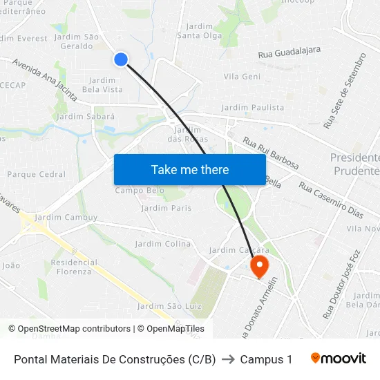 Pontal Materiais De Construções (C/B) to Campus 1 map