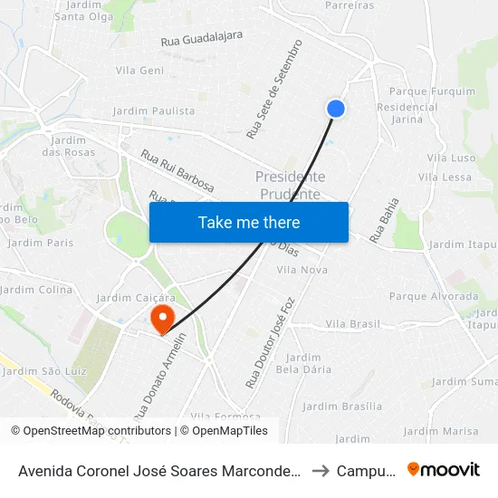 Avenida Coronel José Soares Marcondes, 220 to Campus 1 map