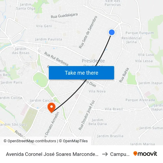 Avenida Coronel José Soares Marcondes, 265 to Campus 1 map