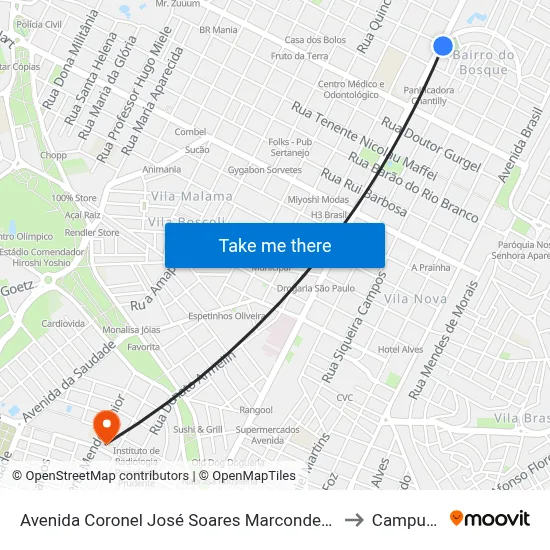 Avenida Coronel José Soares Marcondes, 749 to Campus 1 map