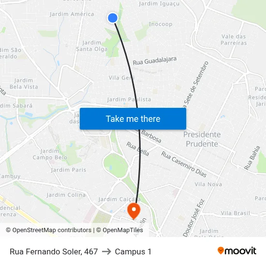 Rua Fernando Soler, 467 to Campus 1 map