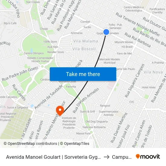 Avenida Manoel Goulart | Sorveteria Gygabon to Campus 1 map