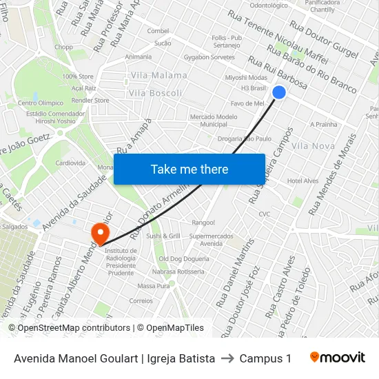 Avenida Manoel Goulart | Igreja Batista to Campus 1 map