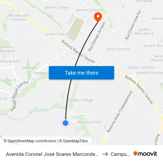 Avenida Coronel José Soares Marcondes, 5910 to Campus 1 map