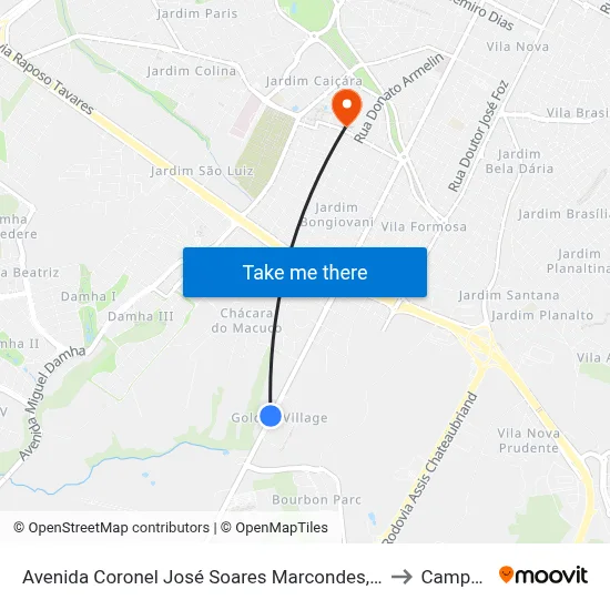 Avenida Coronel José Soares Marcondes, 1142-1542 to Campus 1 map