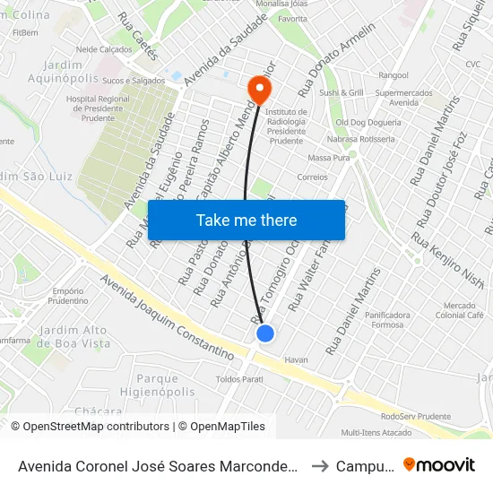 Avenida Coronel José Soares Marcondes, 4051b to Campus 1 map