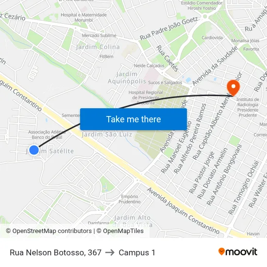 Rua Nelson Botosso, 367 to Campus 1 map