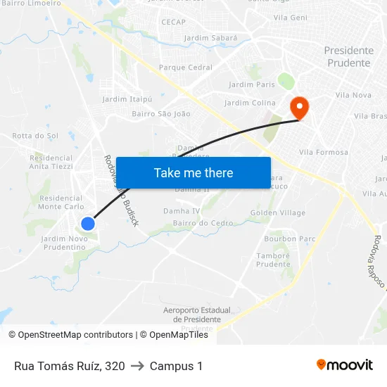 Rua Tomás Ruíz, 320 to Campus 1 map