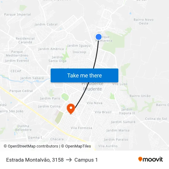 Estrada Montalvão, 3158 to Campus 1 map