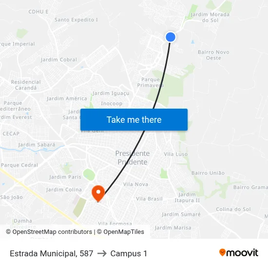 Estrada Municipal, 587 to Campus 1 map