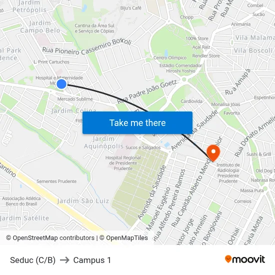 Seduc (C/B) to Campus 1 map