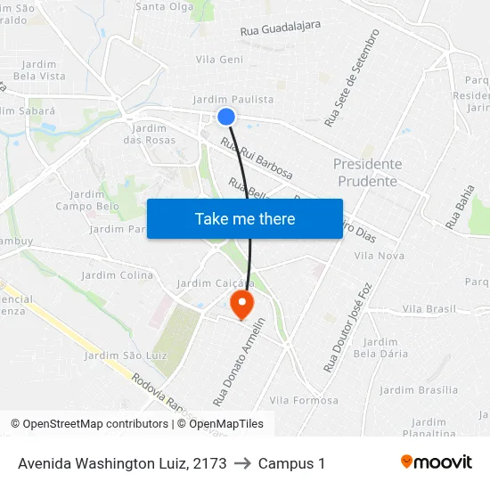 Avenida Washington Luiz, 2173 to Campus 1 map