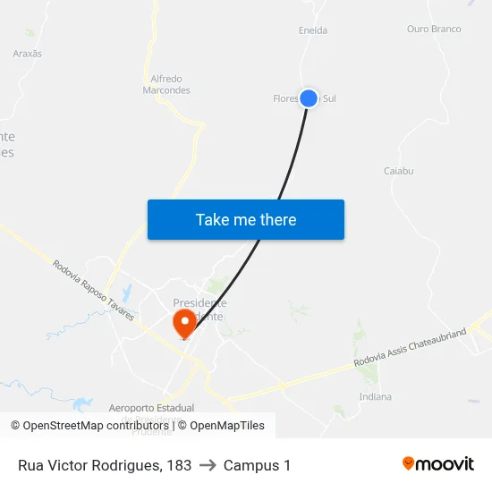 Rua Victor Rodrigues, 183 to Campus 1 map