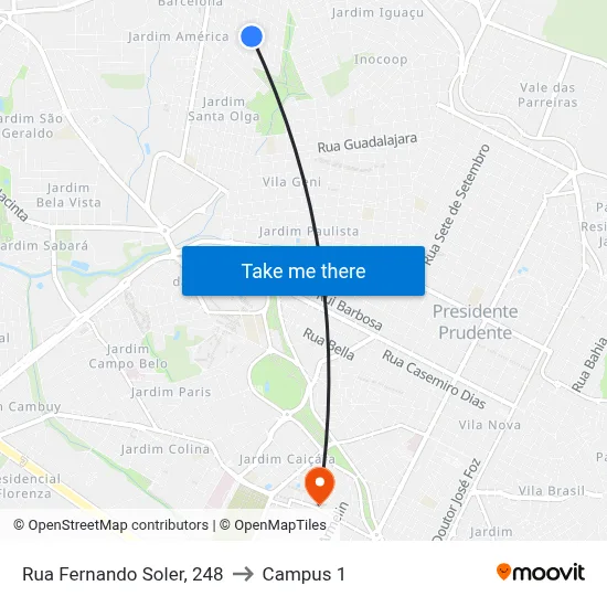 Rua Fernando Soler, 248 to Campus 1 map