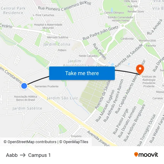 Aabb to Campus 1 map