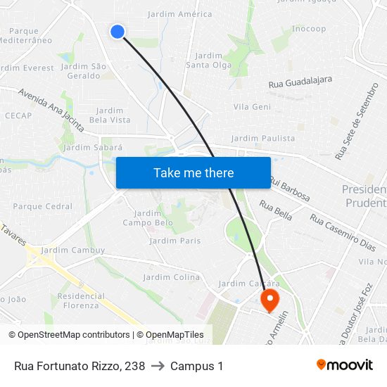 Rua Fortunato Rizzo, 238 to Campus 1 map