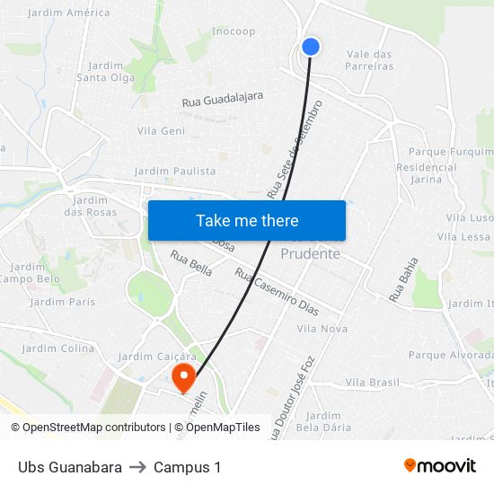 Ubs Guanabara to Campus 1 map