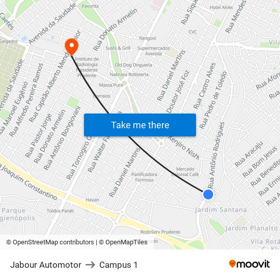 Jabour Automotor to Campus 1 map