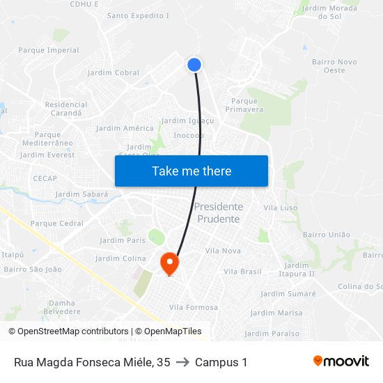 Rua Magda Fonseca Miéle, 35 to Campus 1 map