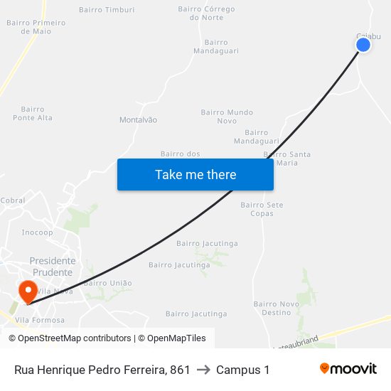 Rua Henrique Pedro Ferreira, 861 to Campus 1 map