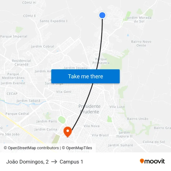 João Domingos, 2 to Campus 1 map