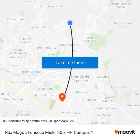 Rua Magda Fonseca Miéle, 205 to Campus 1 map