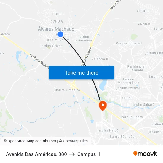 Avenida Das Américas, 380 to Campus  II map