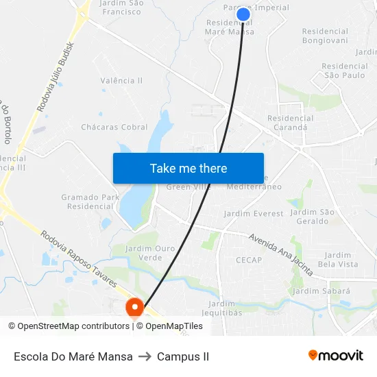 Escola Do Maré Mansa to Campus  II map