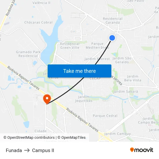 Funada to Campus  II map