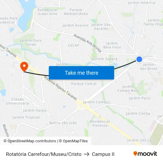 Rotatória Carrefour/Museu/Cristo to Campus  II map