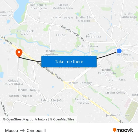 Museu to Campus  II map