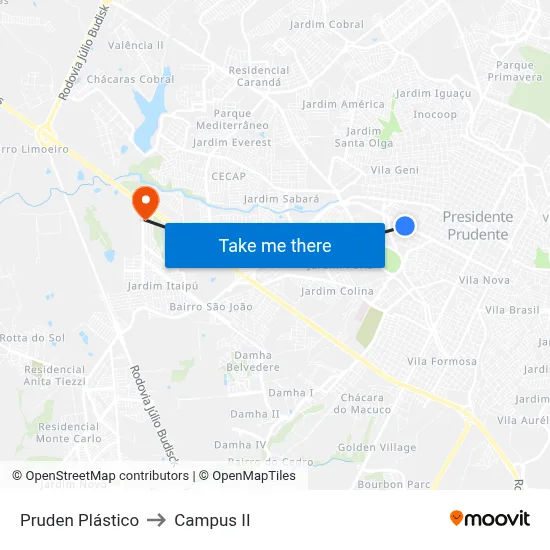 Pruden Plástico to Campus  II map