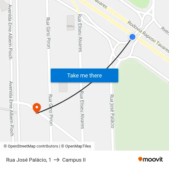 Rua José Palácio, 1 to Campus  II map